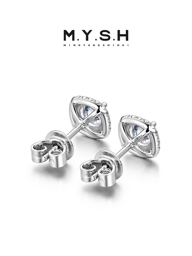 S925 Sterling Silver Moissanite Halo Stud Earrings