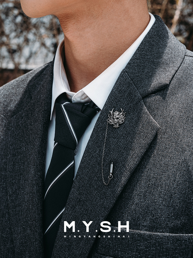 S925 Silver 3D Dragon Head Lapel Pin