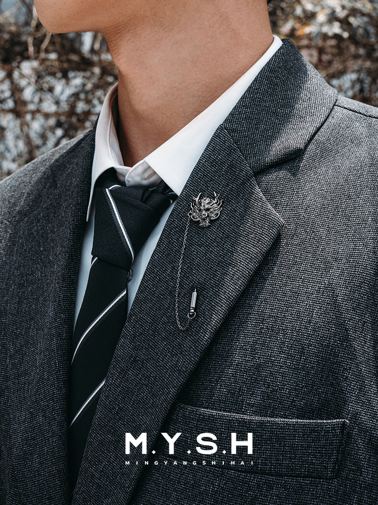 S925 Silver 3D Dragon Head Lapel Pin