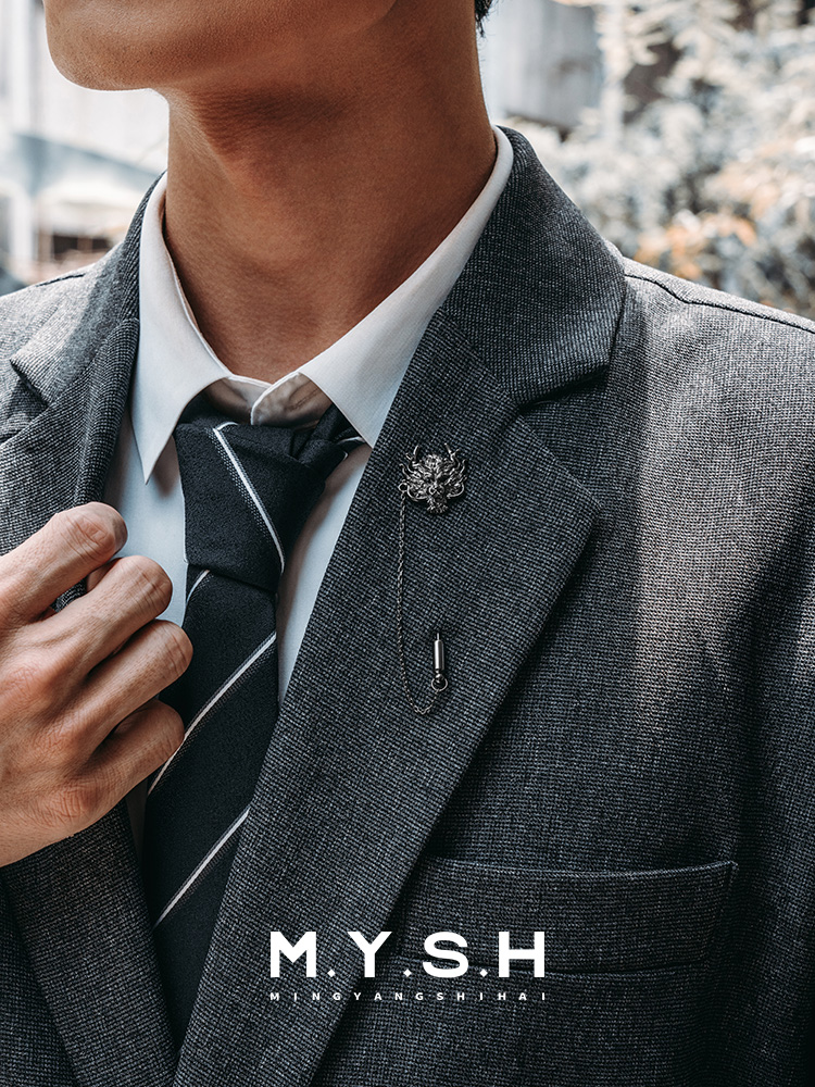 S925 Silver 3D Dragon Head Lapel Pin