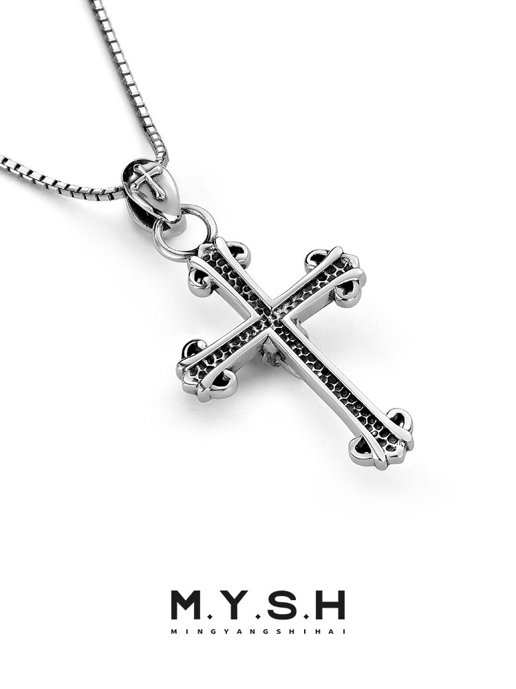 S925 Silver 3D Skull Cross Pendant Necklace
