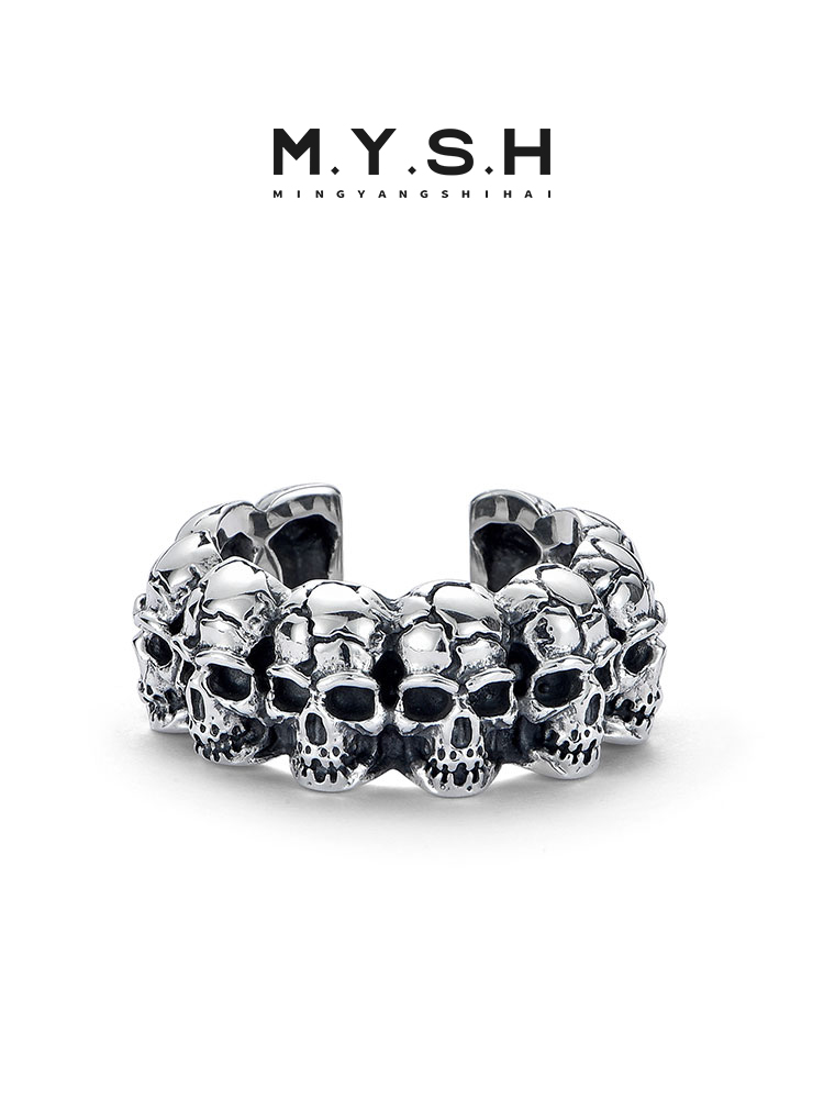 S925 Silver Multi-Skull Statement Ring 2.0