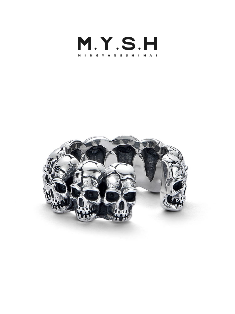 S925 Silver Multi-Skull Statement Ring 2.0