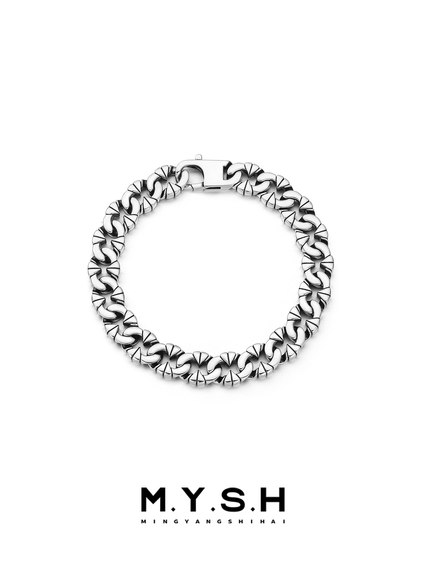 S925 Silver Irregular Vintage Thick Link Bracelet