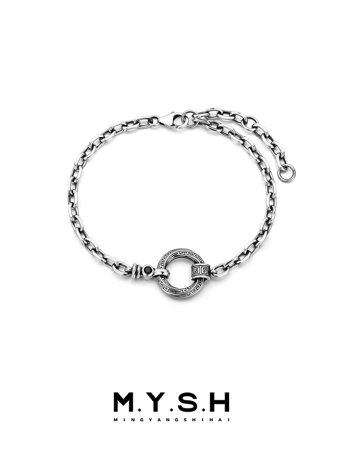 Mobius Greek Key 925 Sterling Silver Bracelet for Men