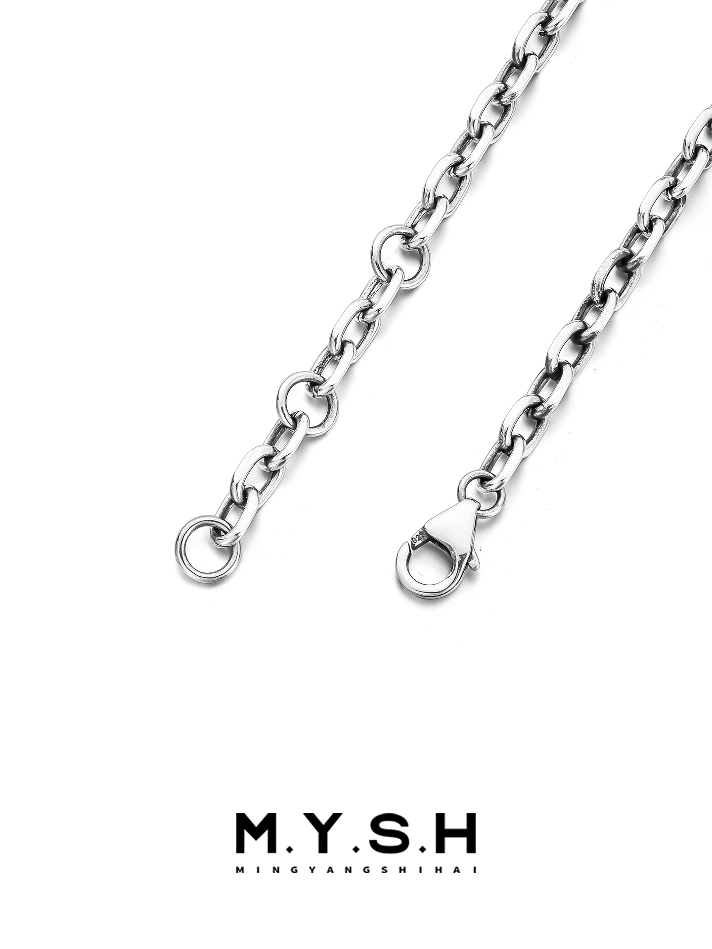 S925 Silver Four-Leaf Clover Circle Bracelet for Men