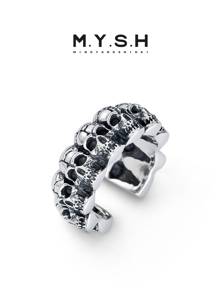 S925 Silver Multi-Skull Statement Ring 2.0