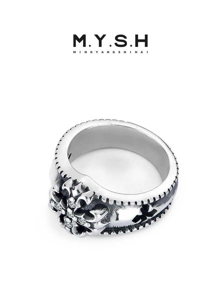 S925 Silver Fleur-de-Lis Pave Ring