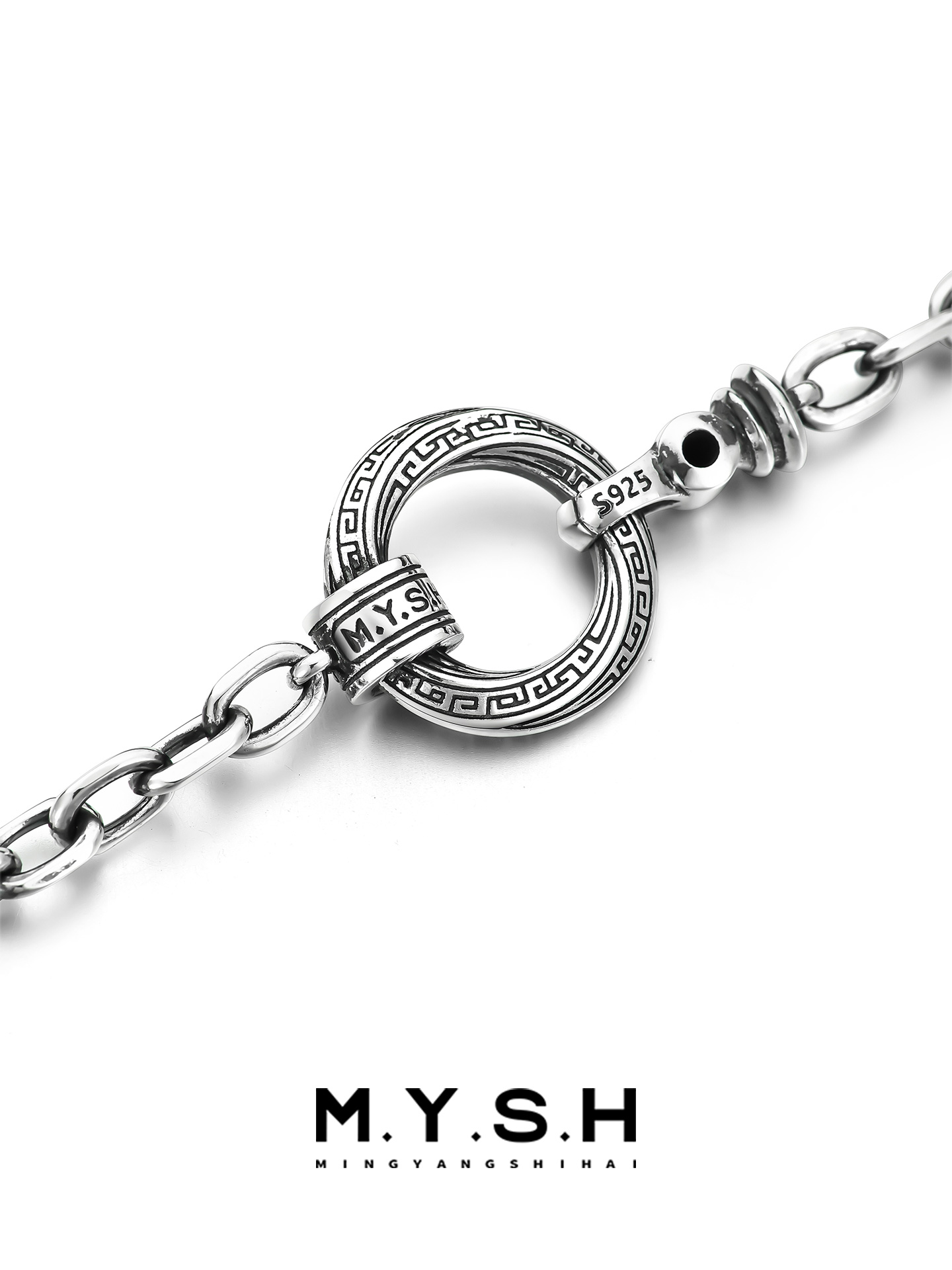 Mobius Greek Key 925 Sterling Silver Bracelet for Men