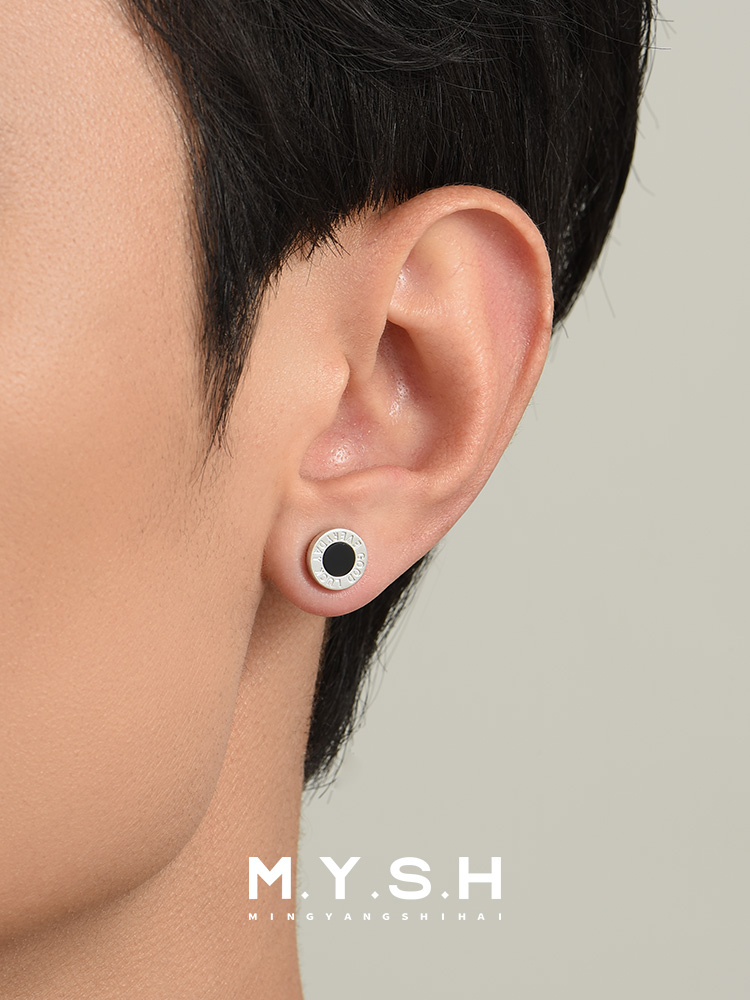 S925 Silver Black Onyx "Good Luck Everyday" Clip-On Earrings