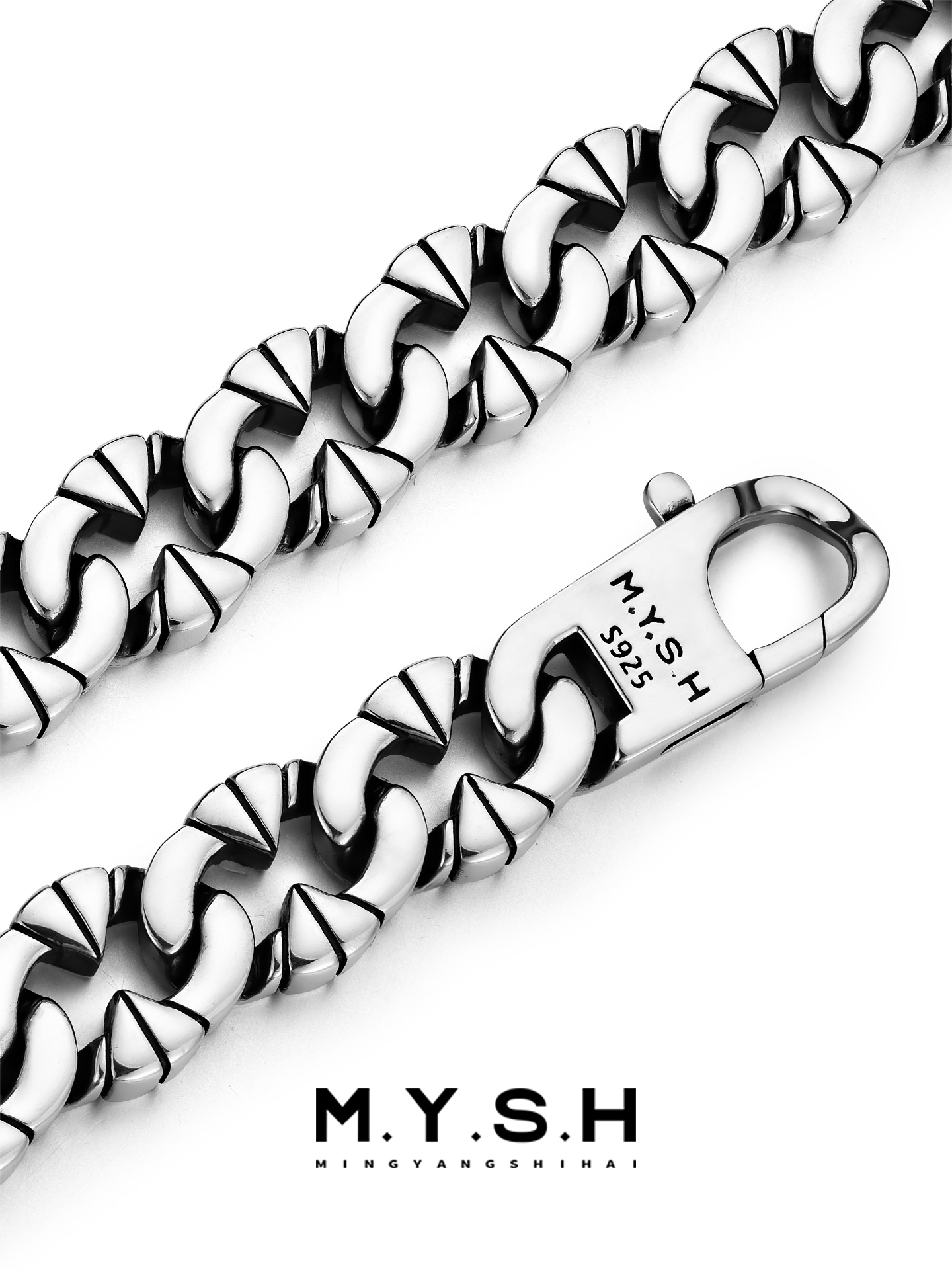 S925 Silver Irregular Vintage Thick Link Bracelet