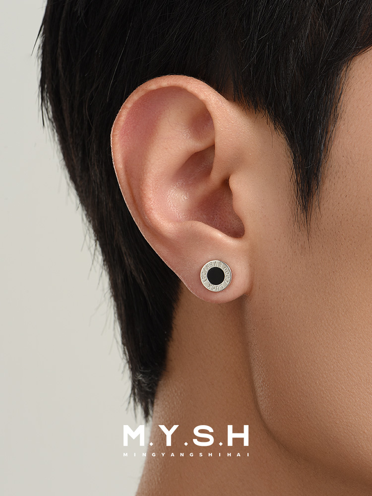 S925 Silver Black Onyx "Good Luck Everyday" Clip-On Earrings