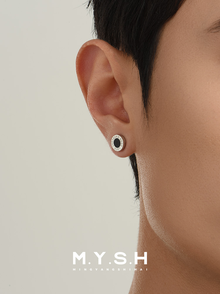 S925 Silver Black Onyx "Good Luck Everyday" Clip-On Earrings