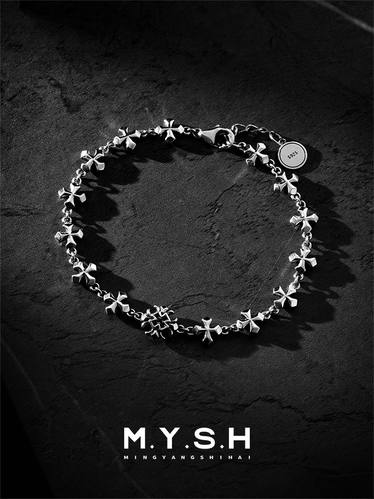 S925 Silver Fleur-de-Lis Cross Bracelet – MYSH