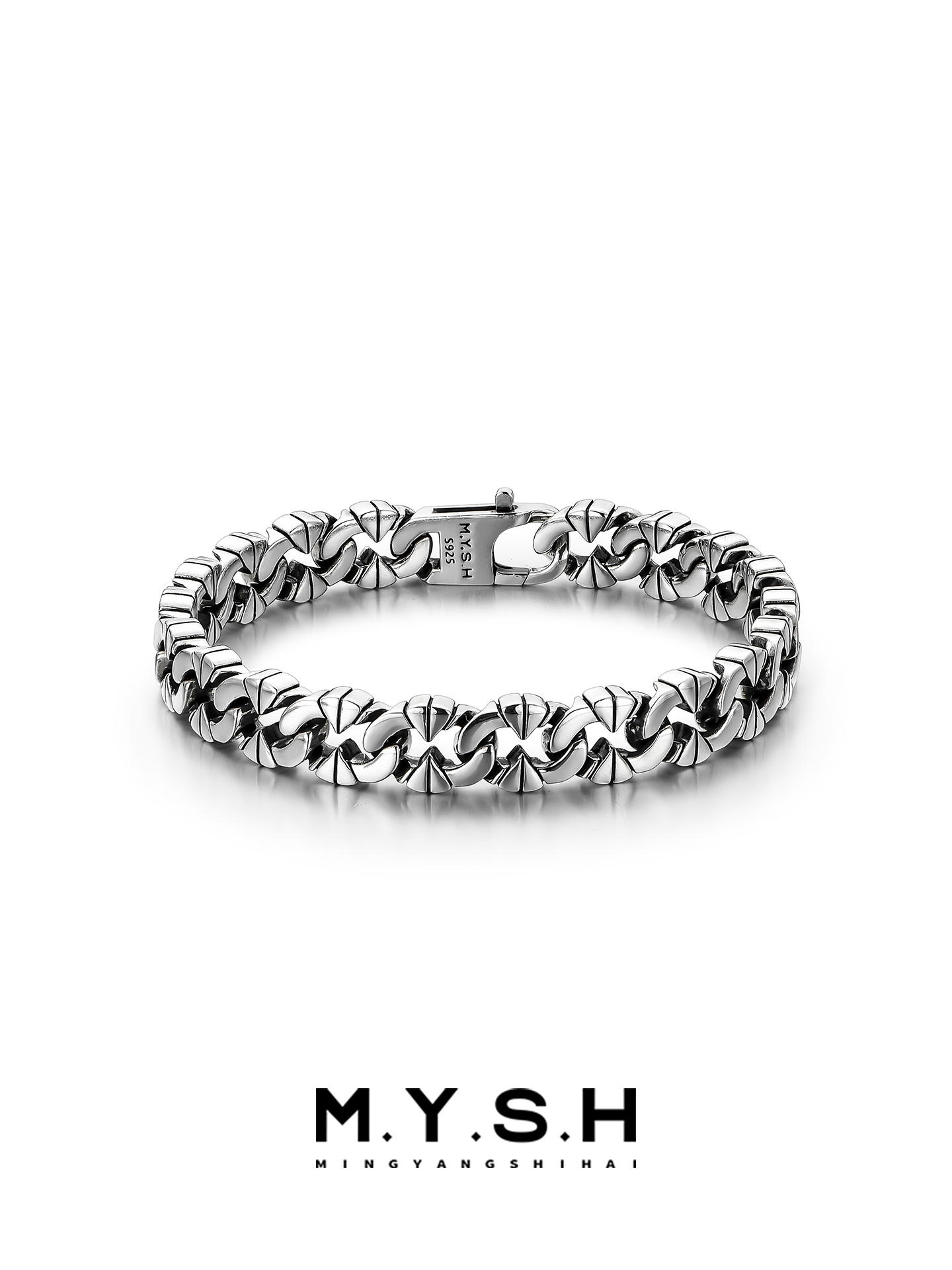S925 Silver Irregular Vintage Thick Link Bracelet