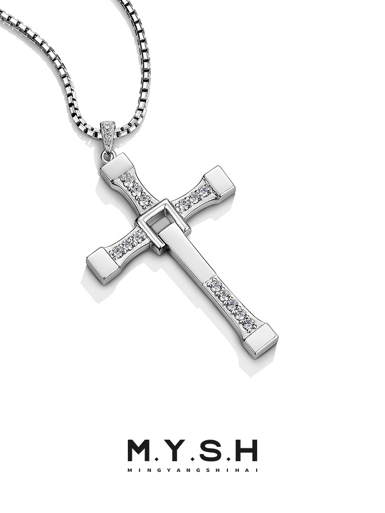 Sterling Silver Diamond Cross Pendant Necklace