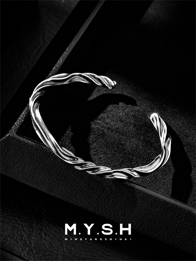 Men’s Mobius Twist 925 Sterling Silver Cuff Bracelet