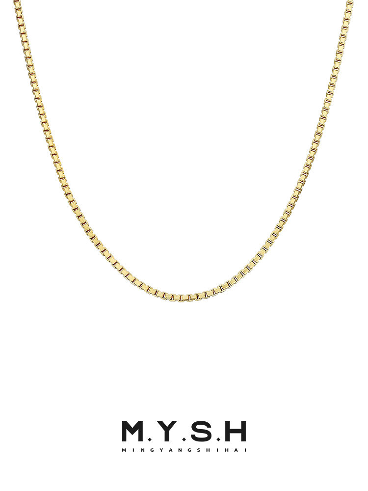 S925 Silver Box Chain Necklace for Men