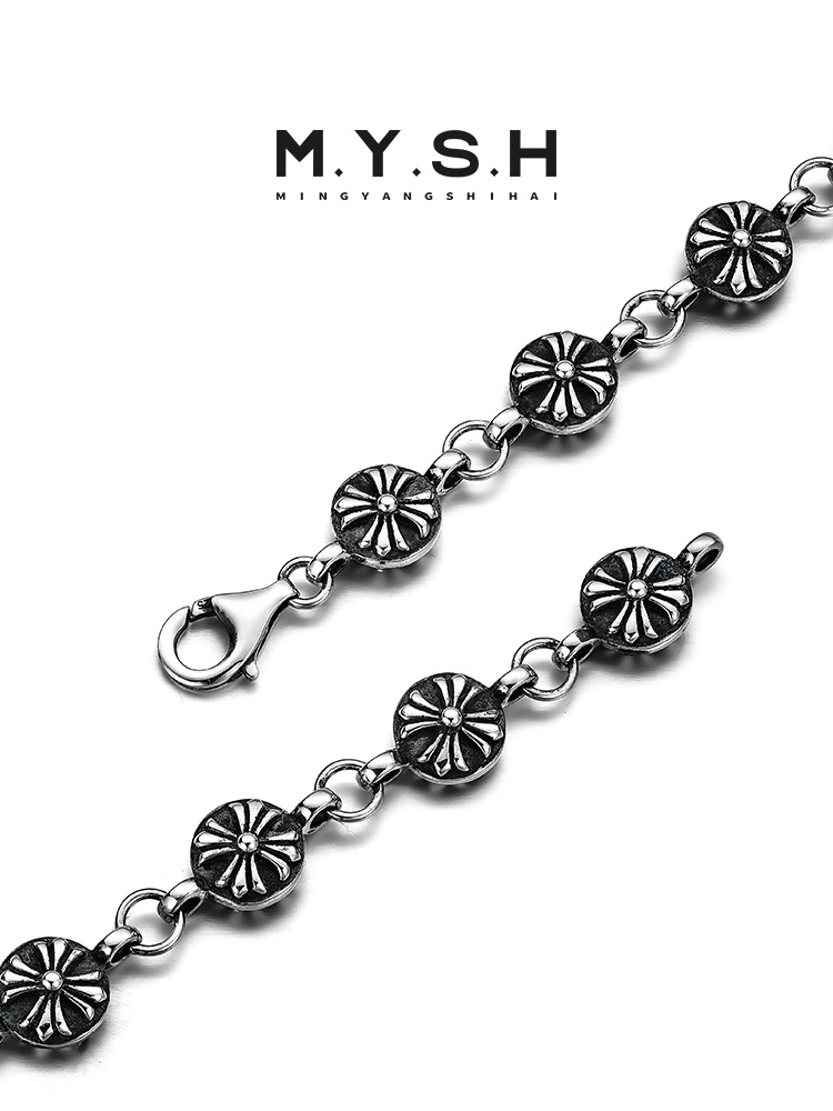 S925 Silver Sunflower Cross Bracelet
