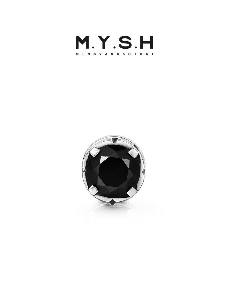 S925 Silver Black Onyx Prong-Set Stud Earrings (Pierced / Clip-on)