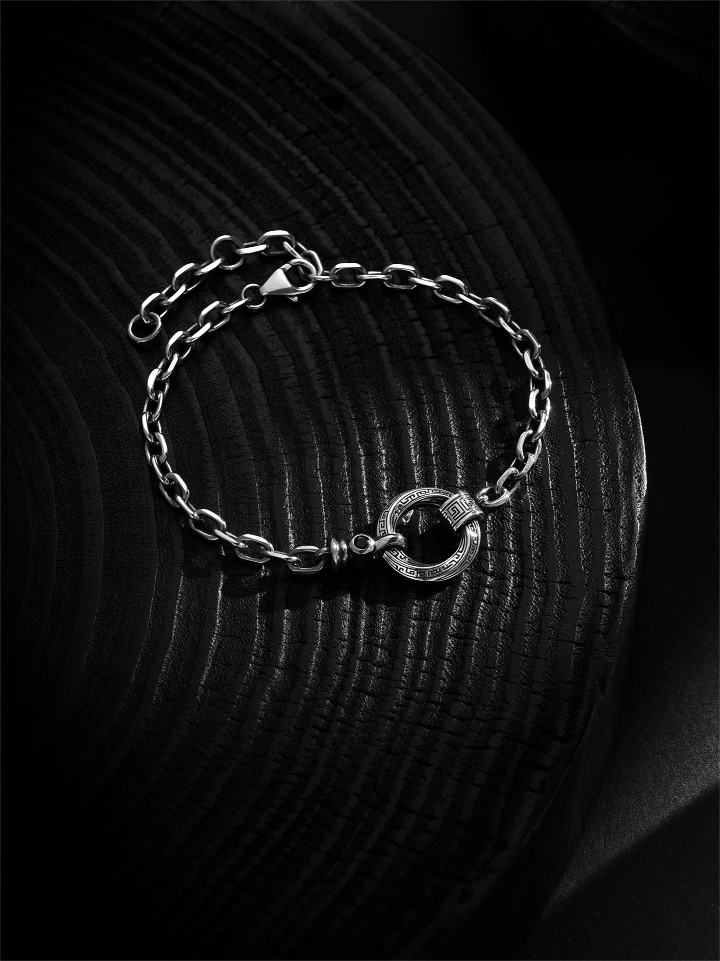 Mobius Greek Key 925 Sterling Silver Bracelet for Men
