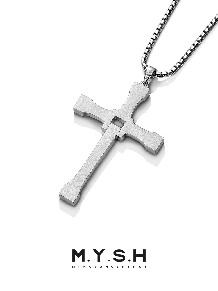 Sterling Silver Diamond Cross Pendant Necklace