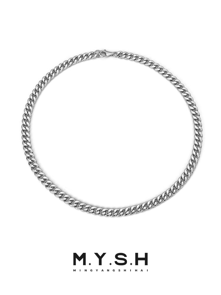 S925 Silver Thick Cuban Link Chain Necklace