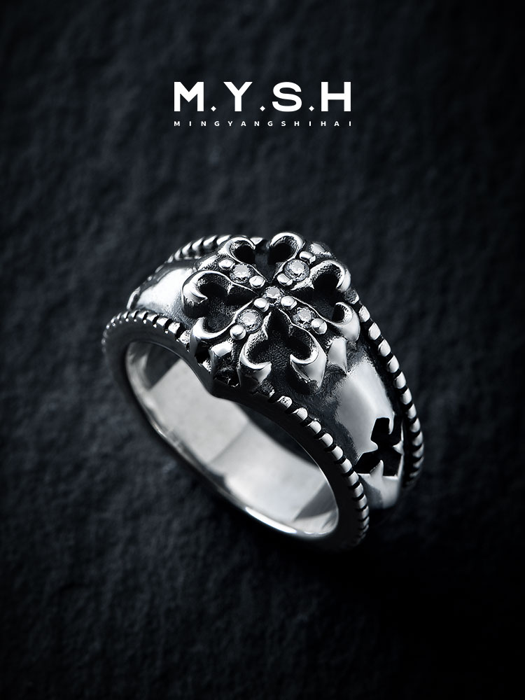 S925 Silver Fleur-de-Lis Pave Ring