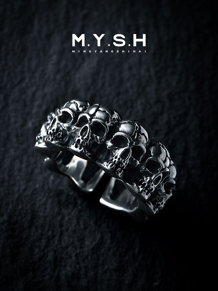 S925 Silver Multi-Skull Statement Ring 2.0