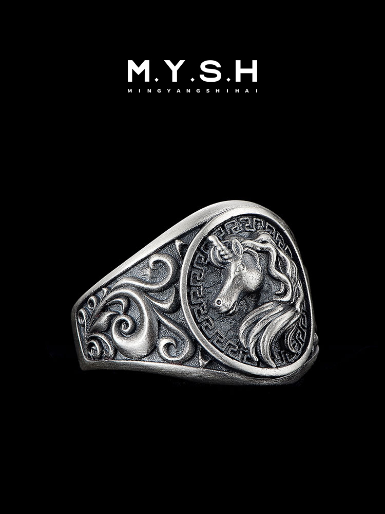 S925 Silver 3D Unicorn Statement Ring for Men
