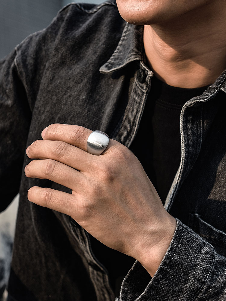 Sterling Silver Brushed Domed Bold Ring