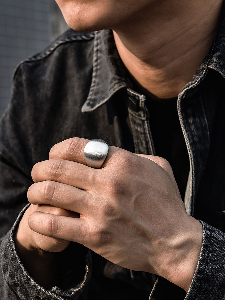 Sterling Silver Brushed Domed Bold Ring