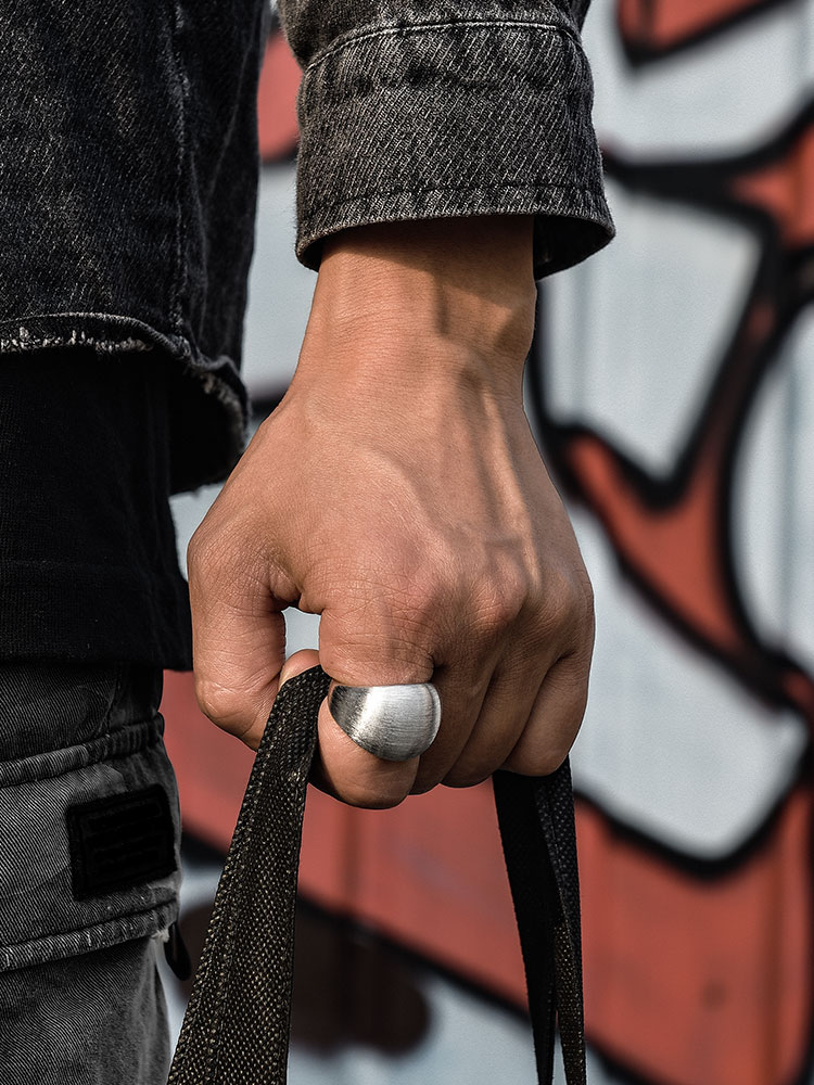 Sterling Silver Brushed Domed Bold Ring