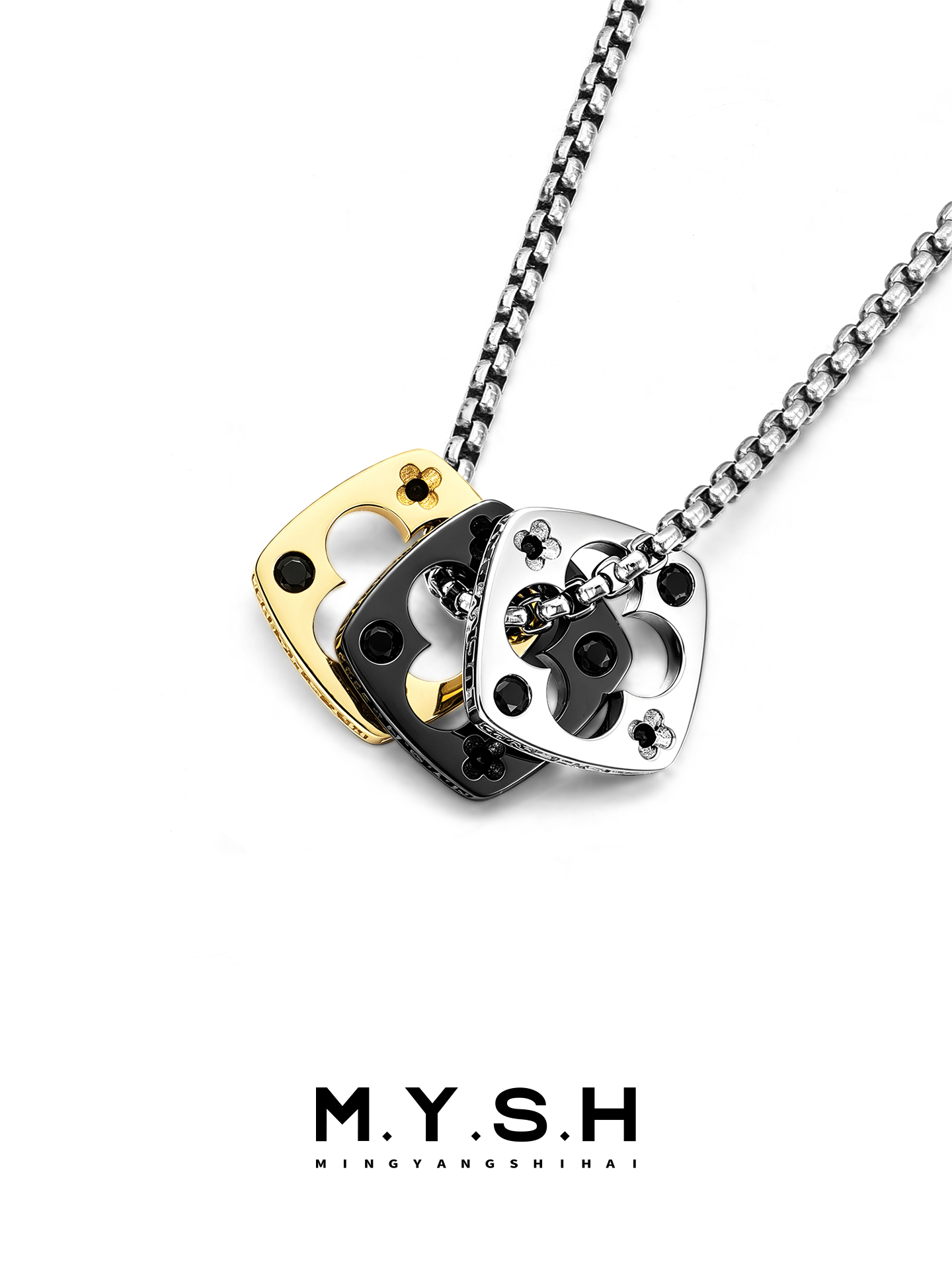 S925 Silver Triple Clover Lucky Pendant Necklace