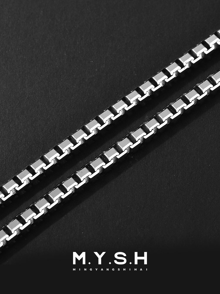 S925 Silver Thick Box Chain Necklace