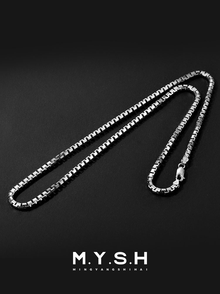 S925 Silver Thick Box Chain Necklace