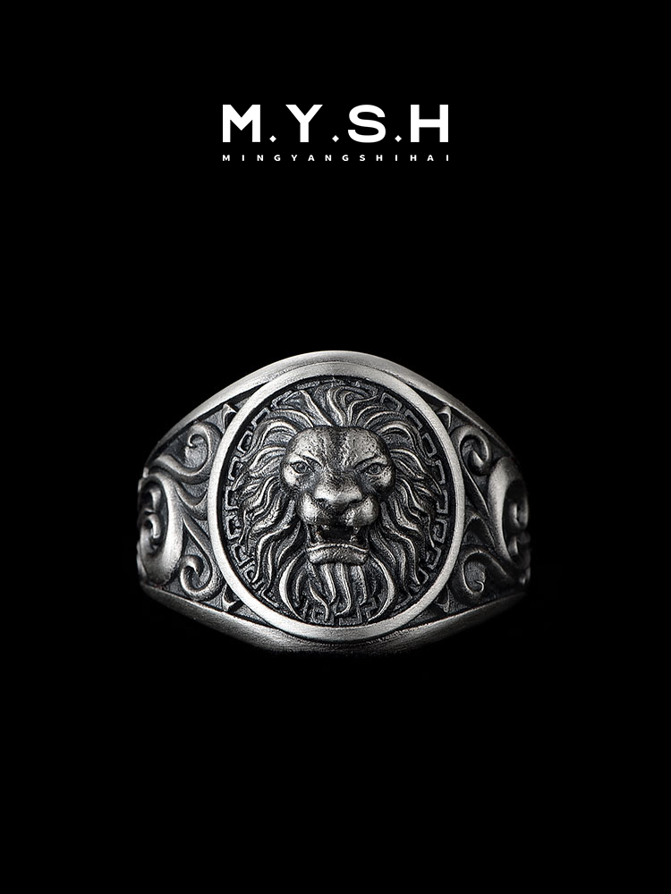 S925 Silver 3D Lion Head Ring for Men