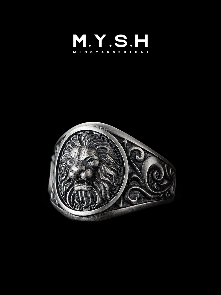 S925 Silver 3D Lion Head Ring for Men