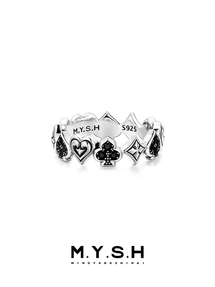 S925 Silver Lucky Poker Ring