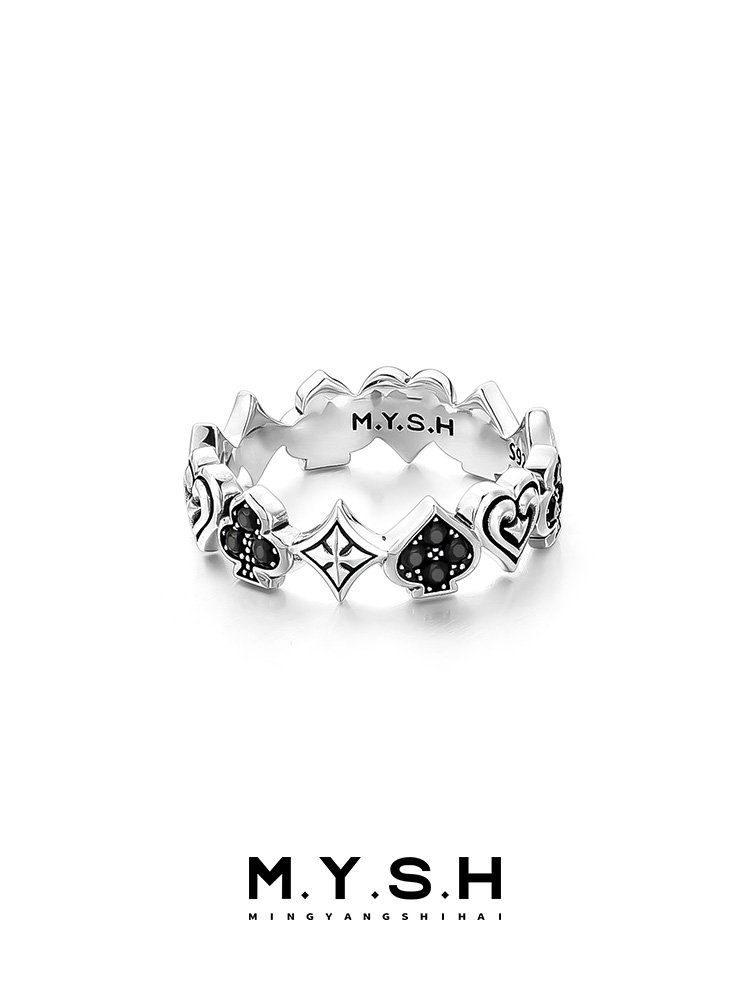 S925 Silver Lucky Poker Ring