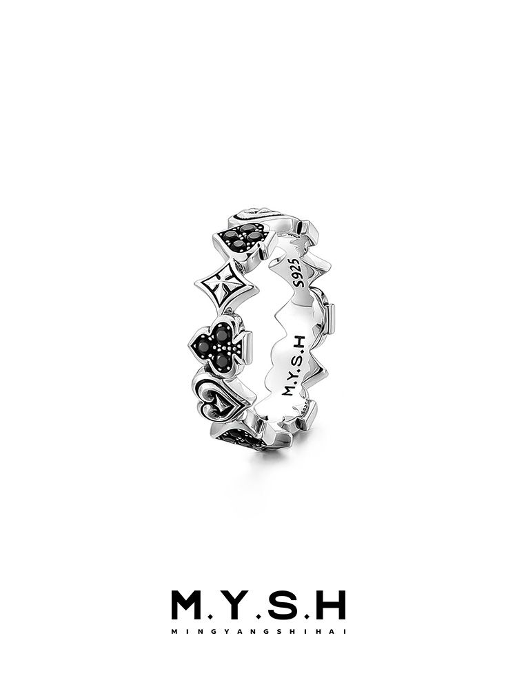 S925 Silver Lucky Poker Ring