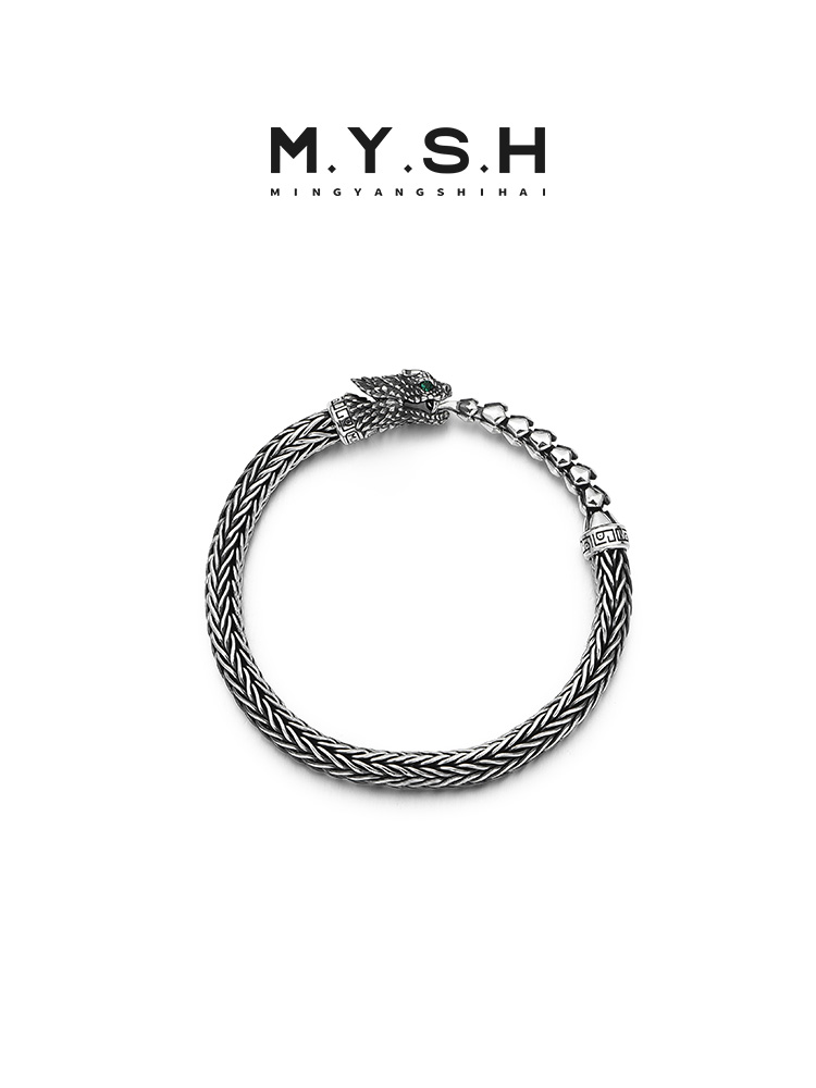 S925 Silver 3D Snake Braided Bracelet