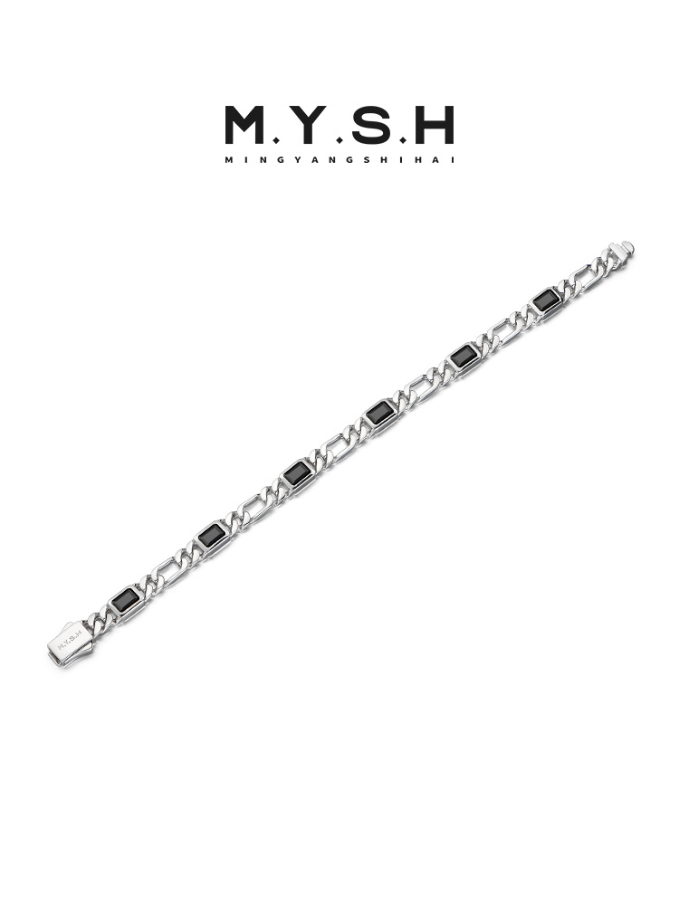 S925 Silver Black Zirconia Cuban Link Bracelet