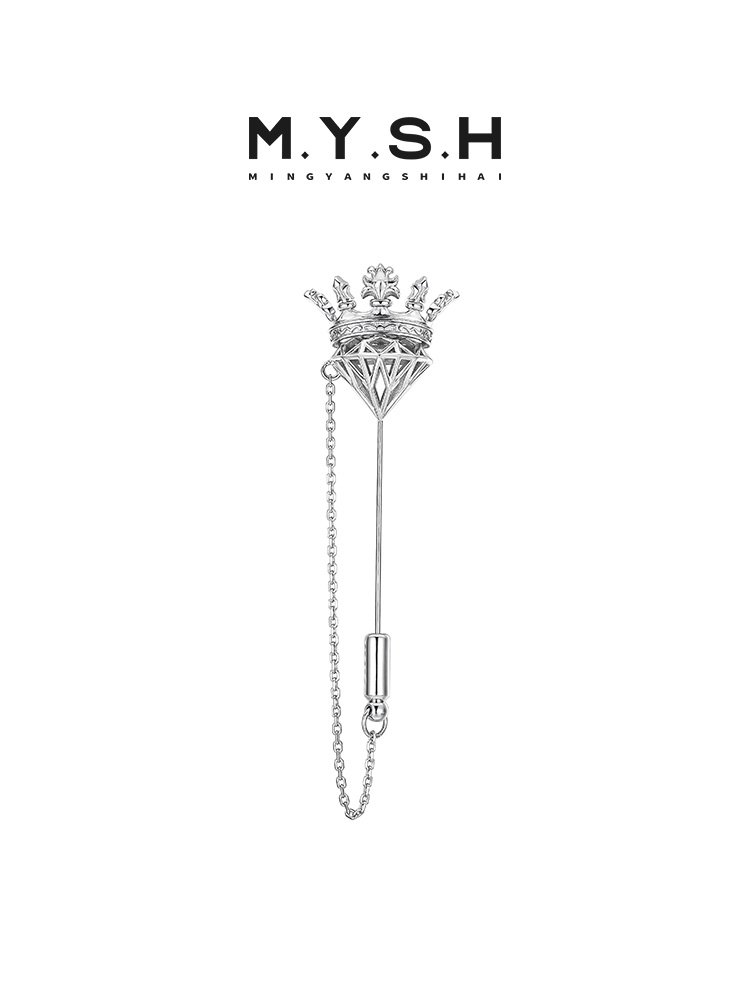 S925 Silver Crowned Diamond Lapel Pin