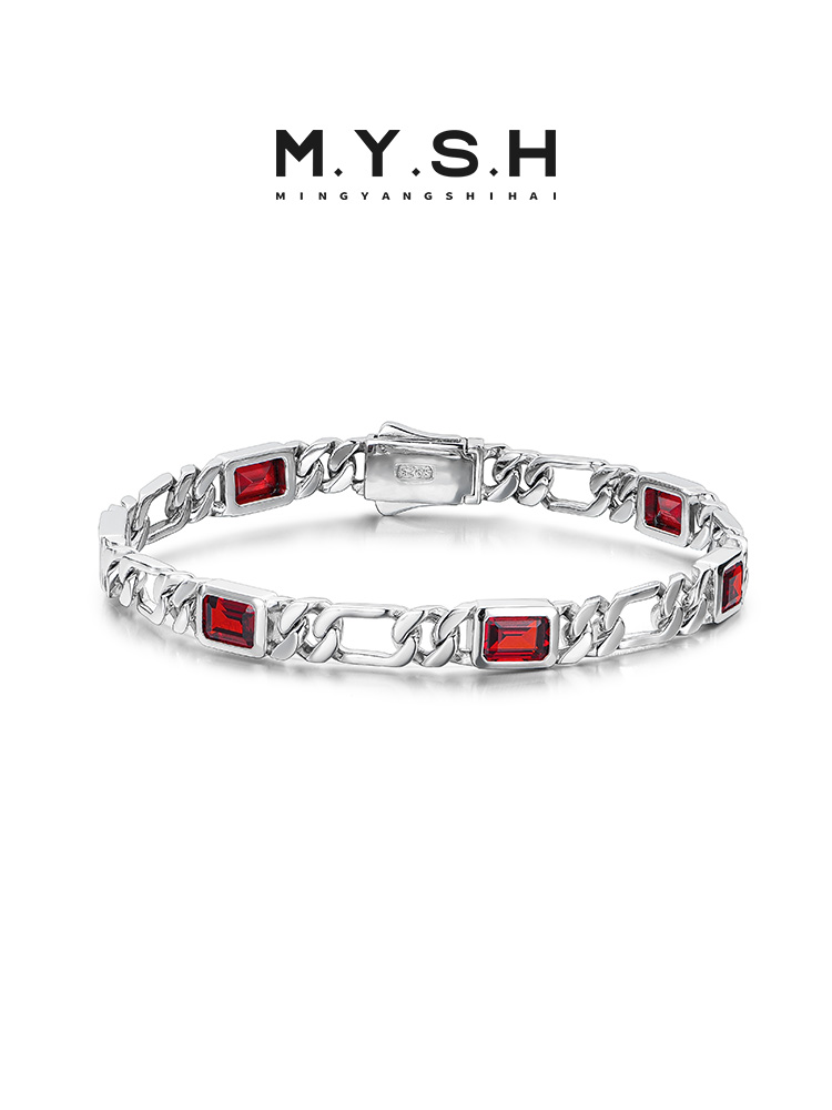 S925 Silver Black Zirconia Cuban Link Bracelet