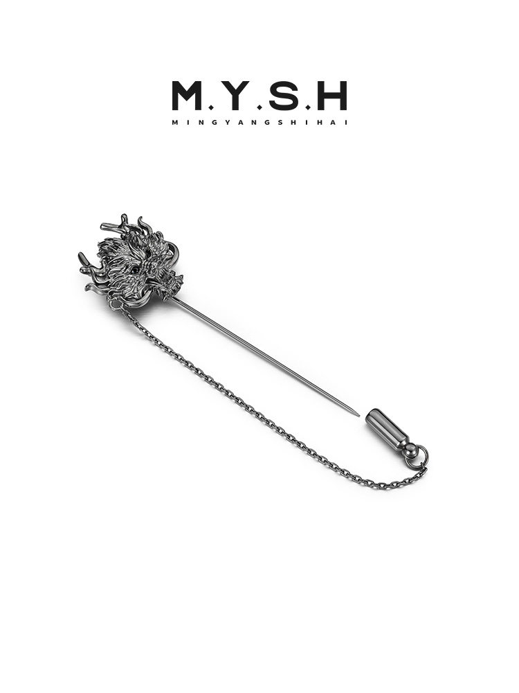 S925 Silver 3D Dragon Head Lapel Pin