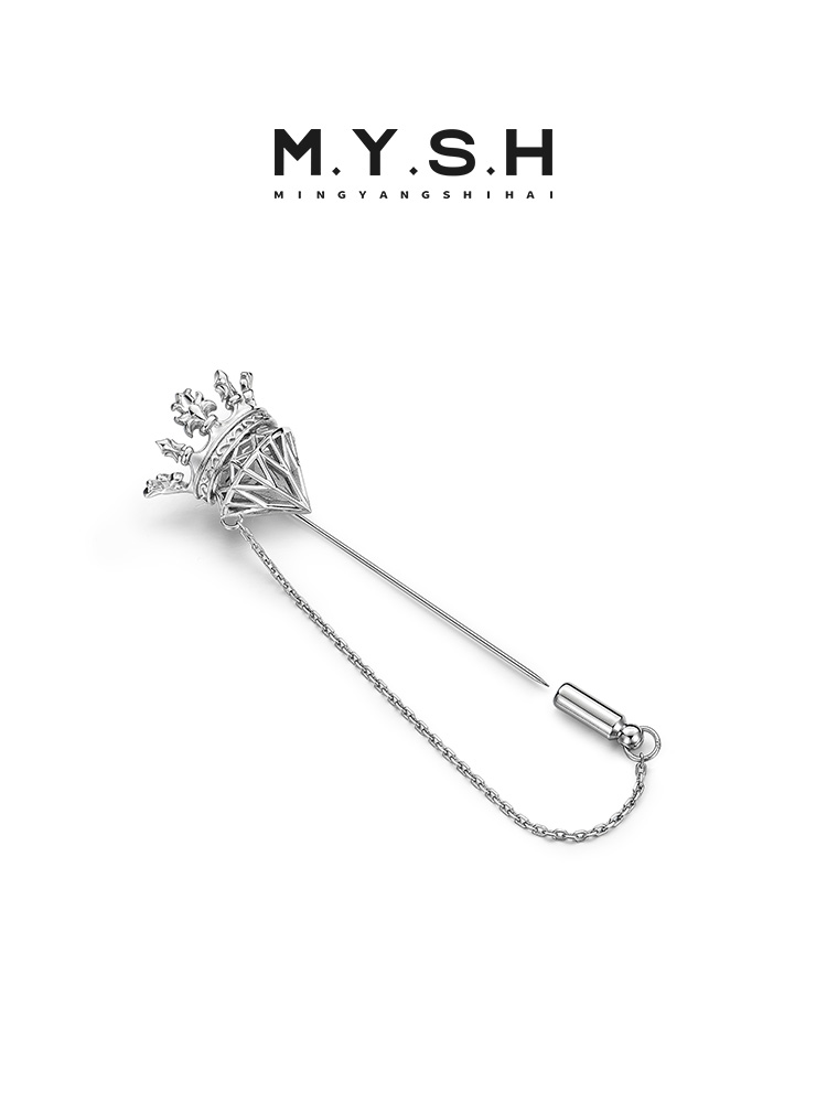 S925 Silver Crowned Diamond Lapel Pin