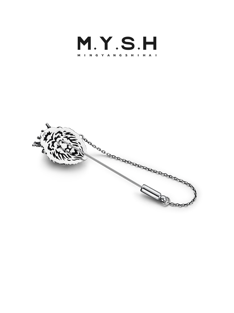 S925 Silver 3D Crowned Lion Lapel Pin