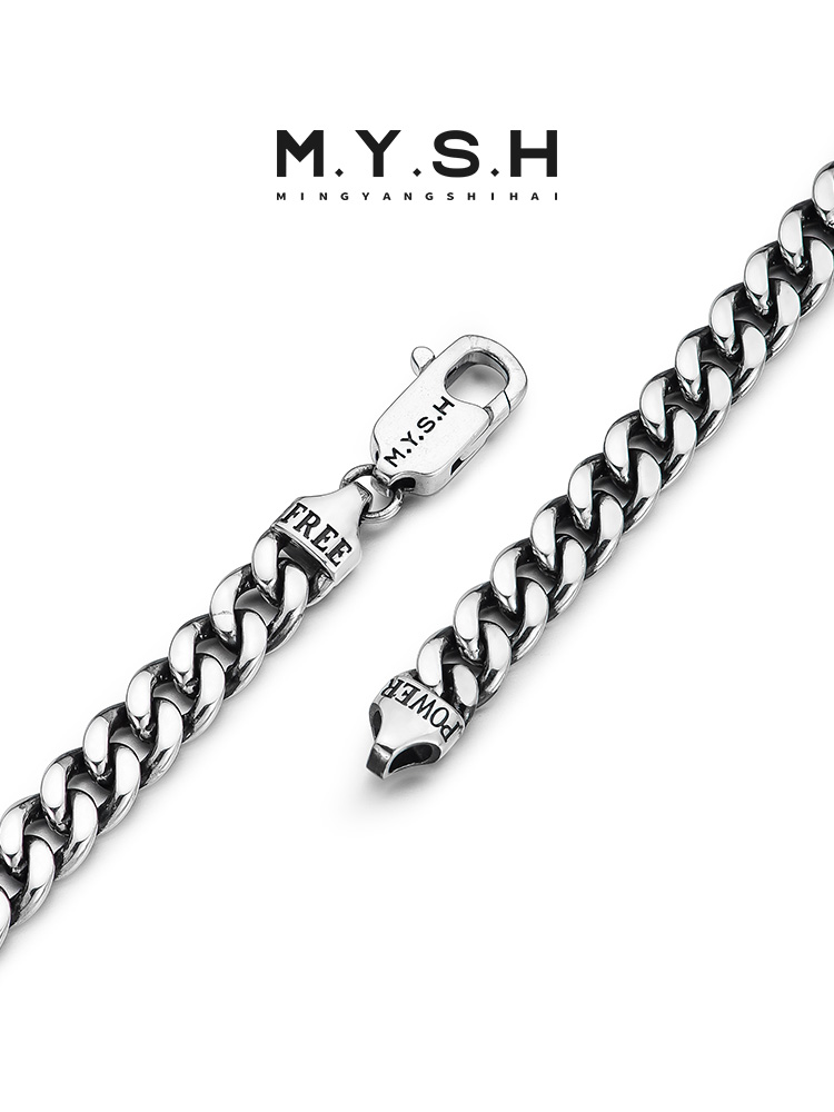 6MM S925 Silver Rock Cuban Link Bracelet for Men