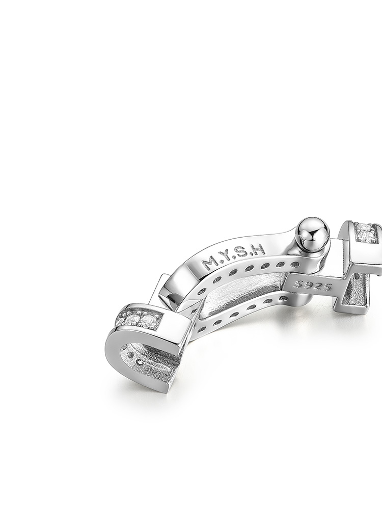 S925 Silver Full Pave Horseshoe Clasp Bracelet